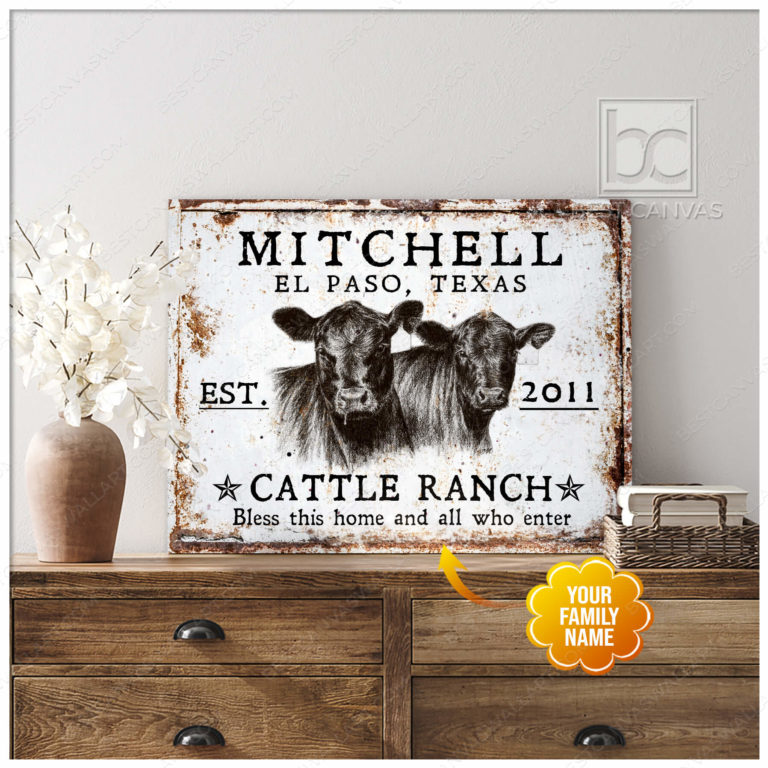 Cattle Ranch Custom Canvas For Farmhouse Wall Art Decor
