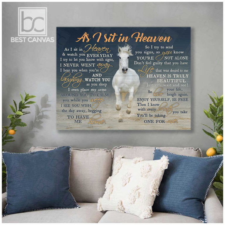 Best Memorial Gifts For Horse Lovers As I Sit In Heaven Framed/Wrapped Canvas Farmhouse Decor