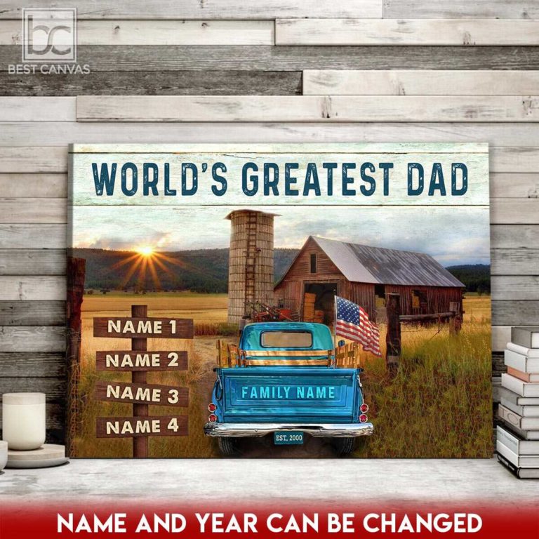 Personalized Dad Canvas - Up to 5 Maps - Best Gift for Family - You Mean The World To Us