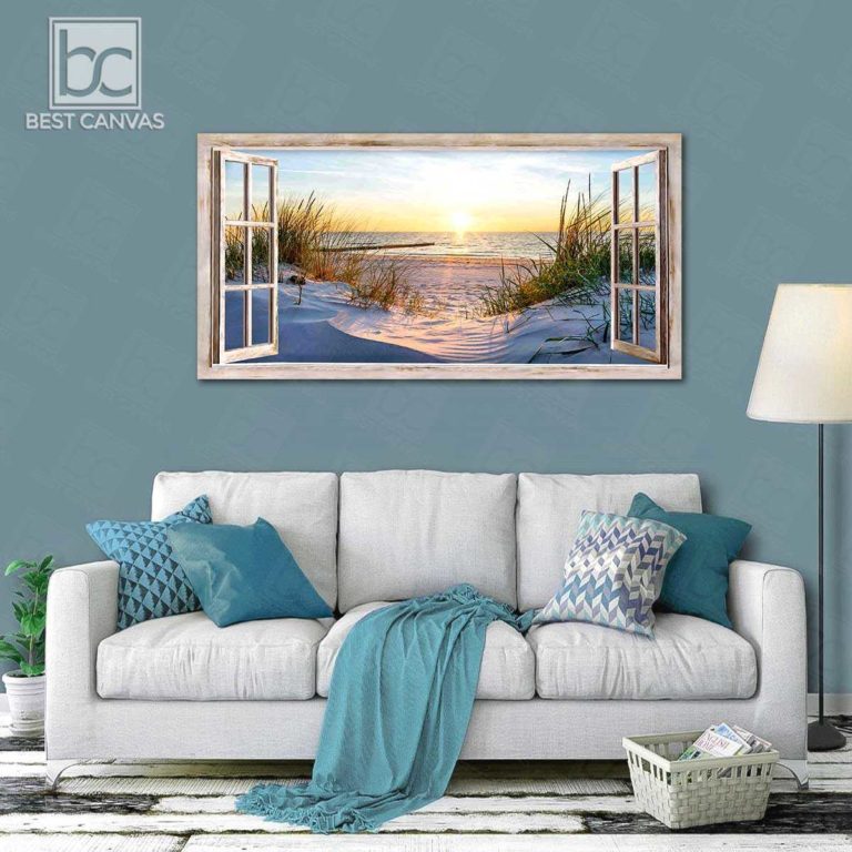 Top 03 Beach In The Morning Through Rustic Window Larger Sizes