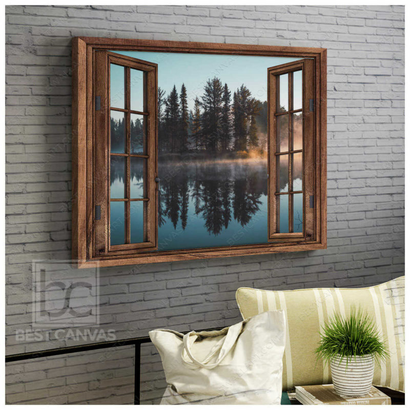 Top 03 Morning Lake View With Tree Scenery Through Rustic
