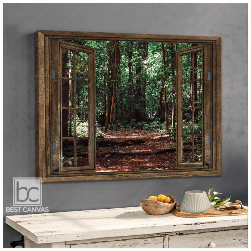 Into The Forest I Go Through Rustic Window Wrapped Or Framed Canvas
