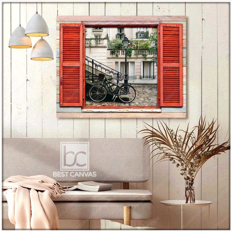 Best Canvas Wall Art Beautiful Landscape With Bicycle On Paris Road