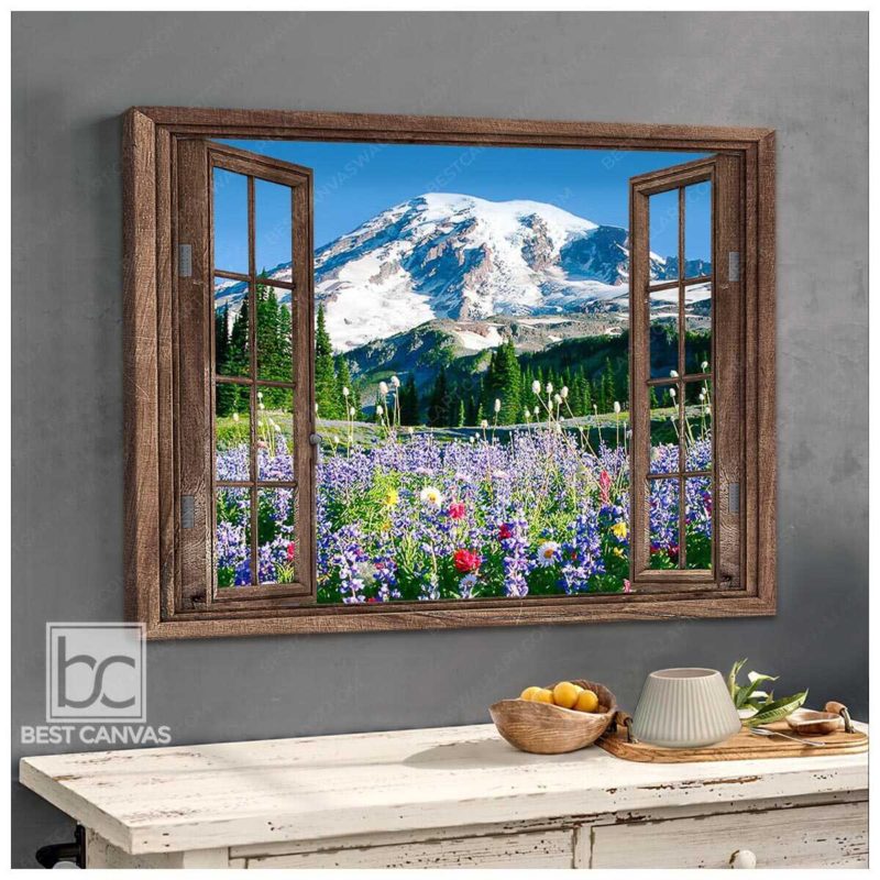 Mountain Canvas Wall Art Wildflower Nature At Mount Rainier National