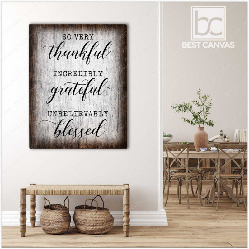 Tableau Grateful Thankful Blessed rustique ferme