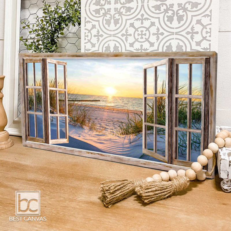Beach Canvas Wall Art Dune Beach In The Morning Through Rustic