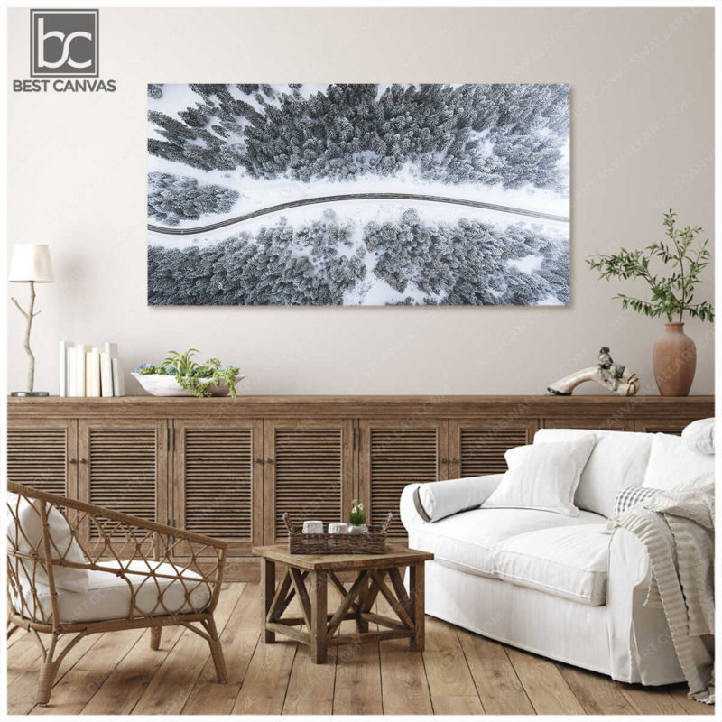 Forest In Winter Canvas Wall Art Above The Road Wrapped Or Framed