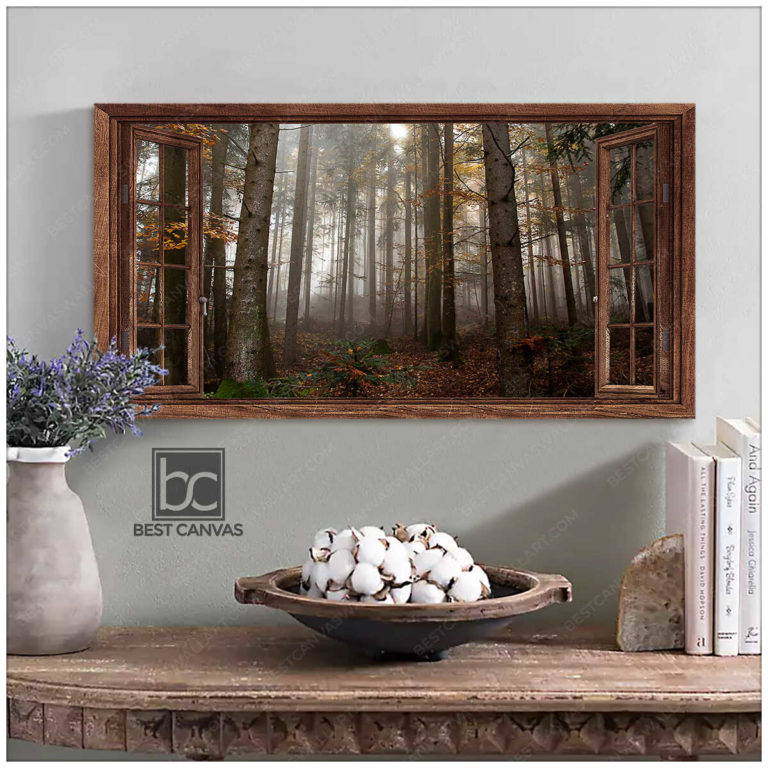 Forest Wall Art Forest Tree Fog In Autumn Large Canvas Wrapped Or