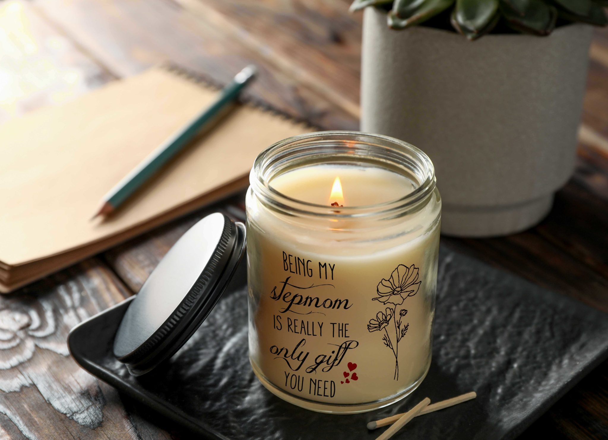 Birth Month Flowers Candle, Gift For Grandparents, Personalised Family