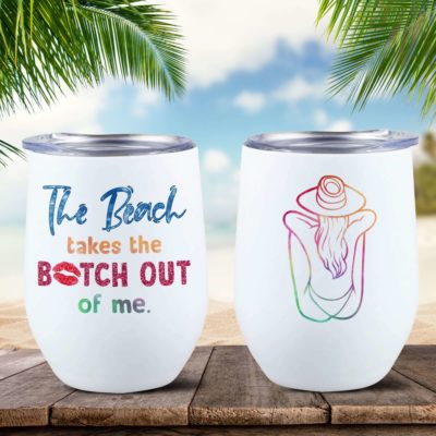 Engraved Mermaid Wine Tumbler, Salty Lil Beach
