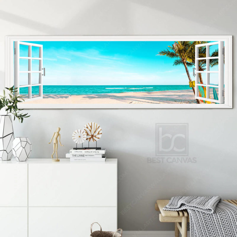 Summer Beach View Canvas, Beach Over Window View Canvas