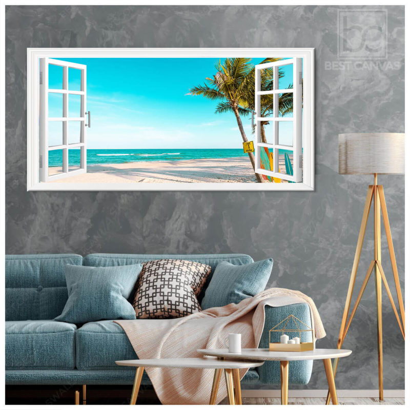 Summer Beach View Canvas, Beach Over Window View Canvas
