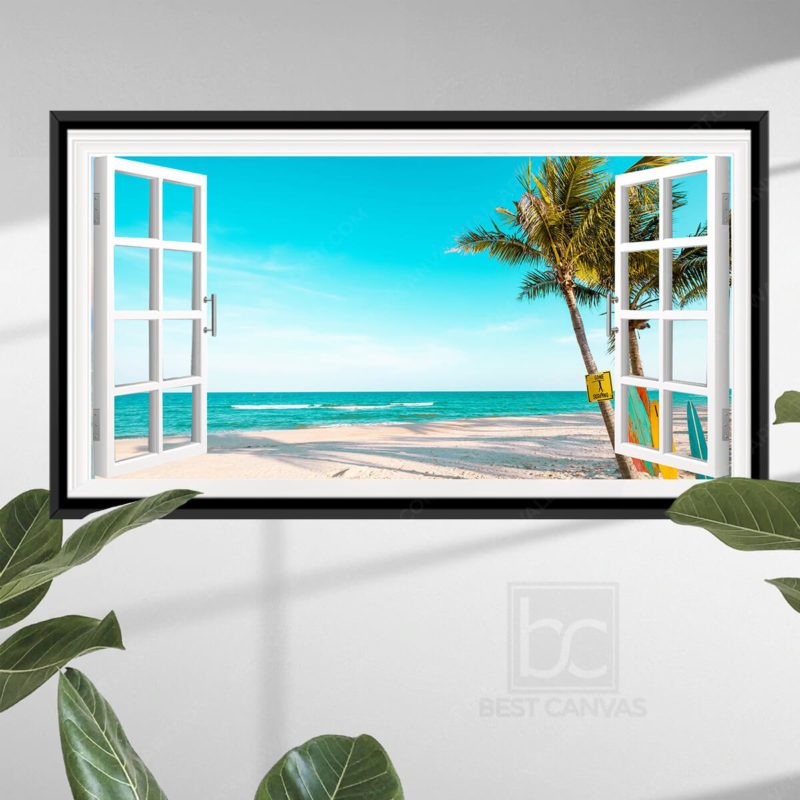 Summer Beach View Canvas, Beach Over Window View Canvas
