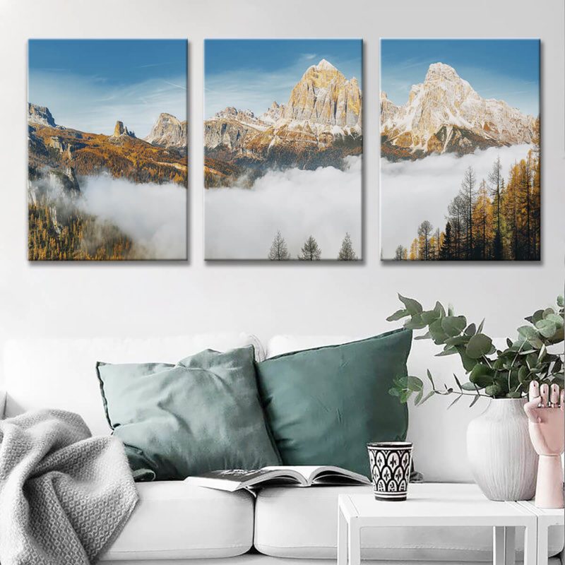 Living Room Wall Decor | Living Room Canvas Wall Art | Mountain Autumn ...