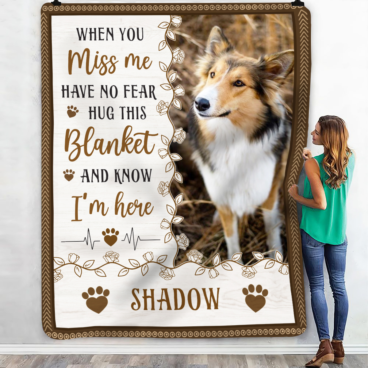 Dog Memorial Gifts, Rainbow Bridge Dog Personalized Blanket With
