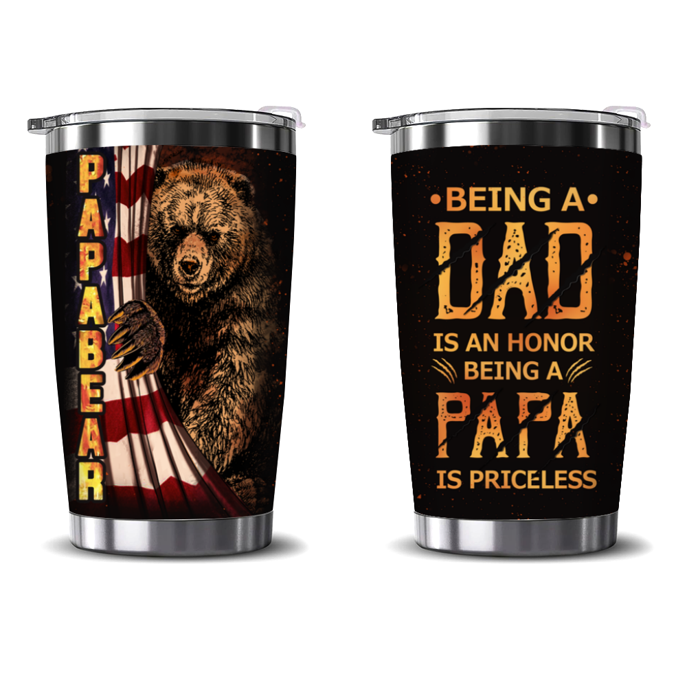 Gifts For Dad Tumbler Funny Gifts For Dad Being A Dad Is An Honor  PapaBear Tumbler Best Canvas Wall Art