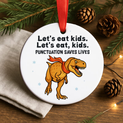 Let's eat ceramic ornament