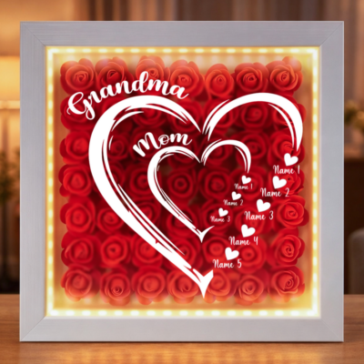 Mom's Grandma's Sweethearts - Gift For Mother, Grandmother - Personalized Flower Shadow Box
