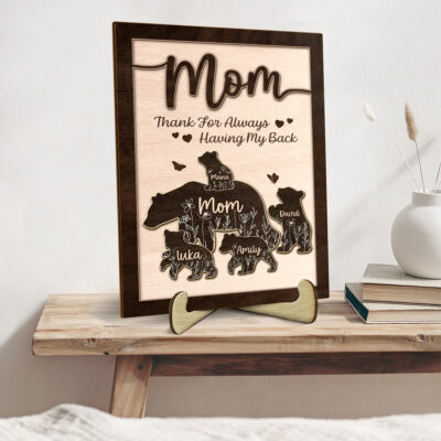 Personalized Gifts for Grandma Wooden Sign, Gift from Grandkids, Mothers Day Gift for Grandma Mimi Plaque, Custom Names with Mama Bear Wood Sign, Rustic Farmhouse Sign Christmas Decor