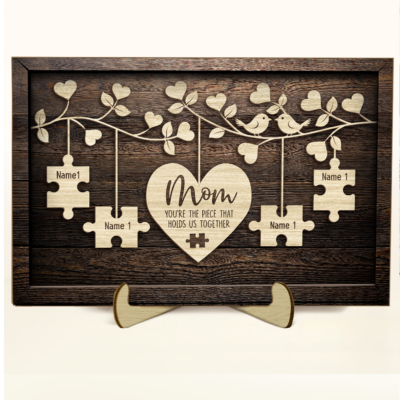 Personalized Mom You Are the Piece That Holds Us Together Puzzle Sign, Mom Puzzle Piece Sign, Mothers Day Puzzle, Custom Mom Plaque, Mother's Day Decorations, Birthday Gifts for Mom Grandma