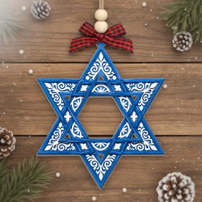 W44-Hanukkah wooden ornament